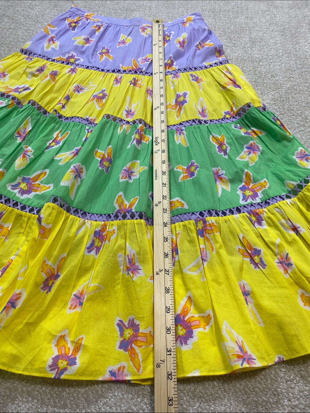 Ālivia Caroline Tiered Floral Maxi Skirt Bouncing Buds Multi Size S 100% Cotton - Picture 11 of 16